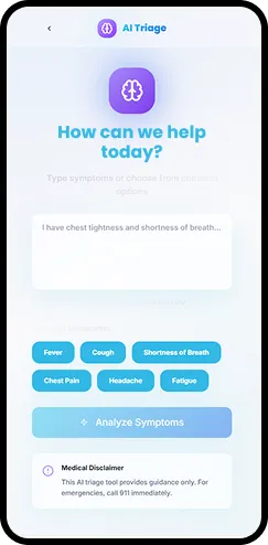 Telemedicine patient app screen 1