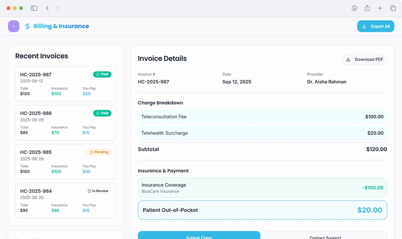 Telemedicine App Virtual Doctor Consultation and Consultation History