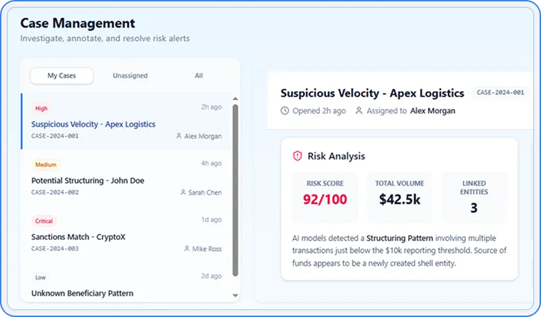 Alerts and case management workspace timeline