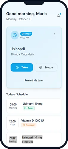 Patient medication app detail screen
