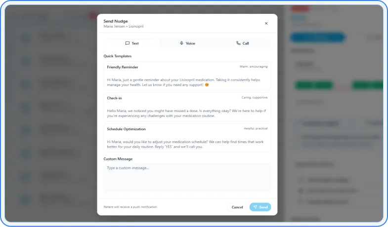 Adherence reminder broadcast notifications setup