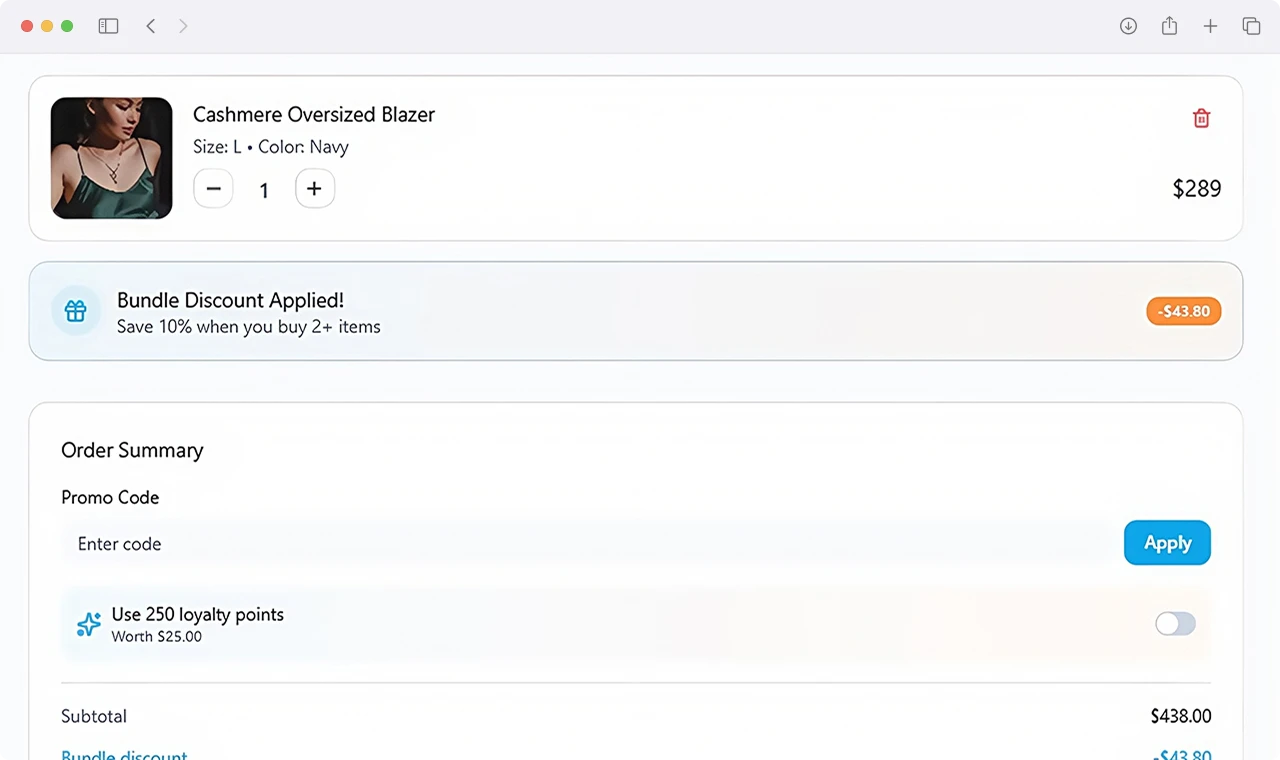 Smart Shopping Cart and Discount Checkout Flow