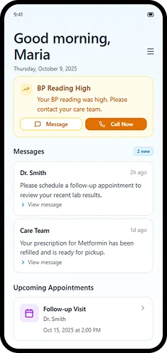 Patient mobile application screen 2