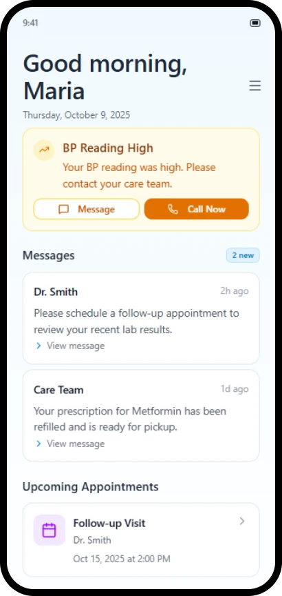 Patient Telehealth Mobile Interface for Daily Care Tracking