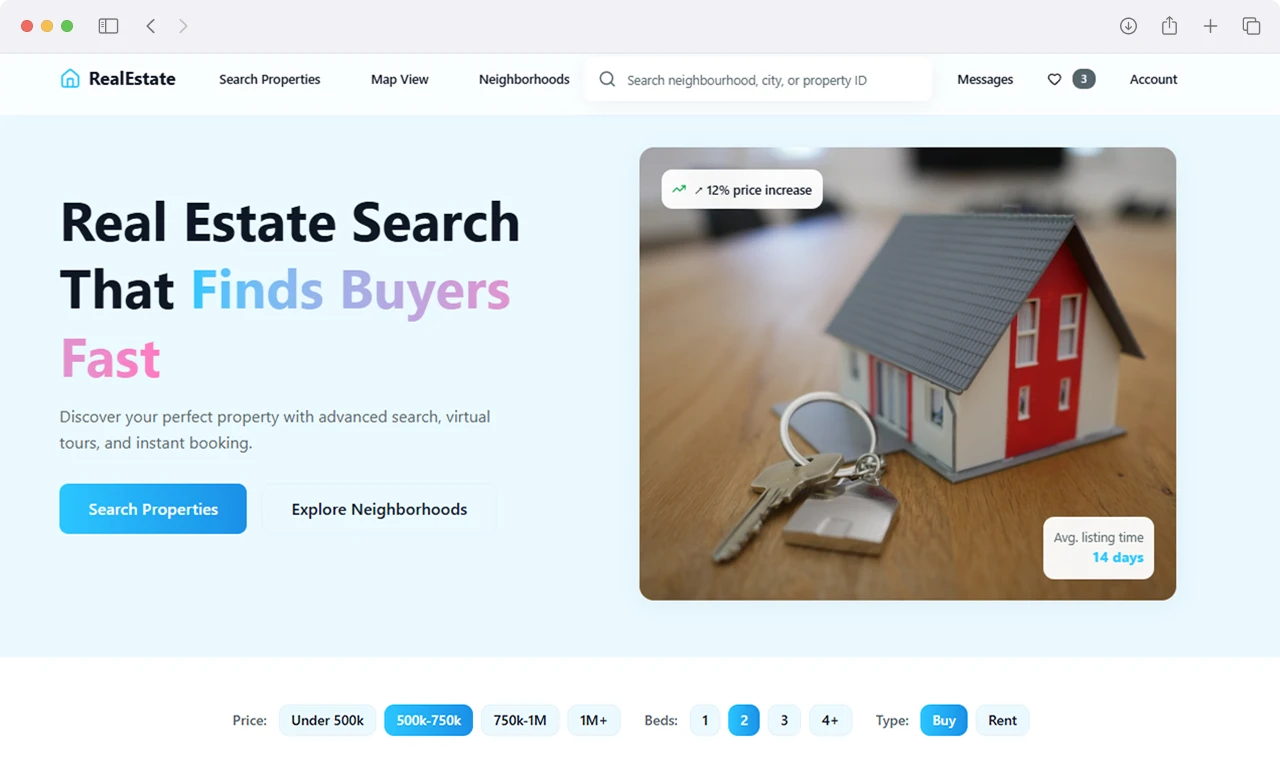 AI Real Estate Property Search and Smart Recommendations Dashboard