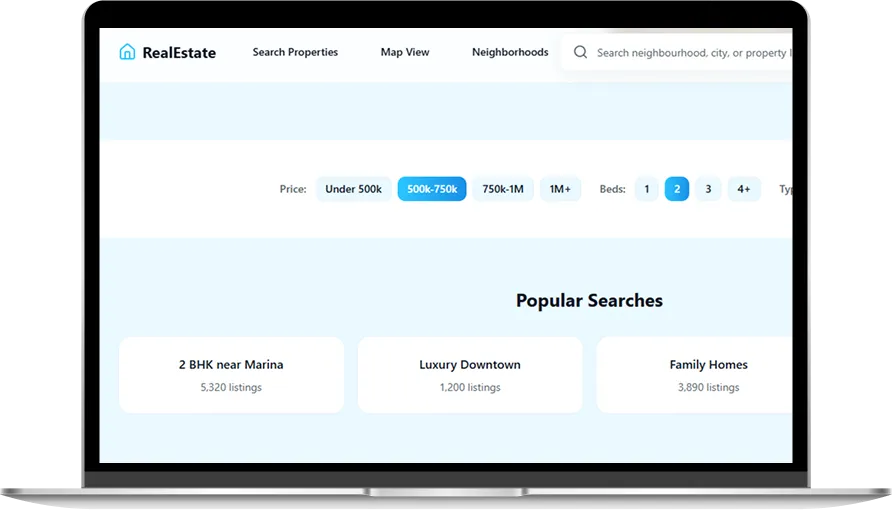 Property filter matching layout