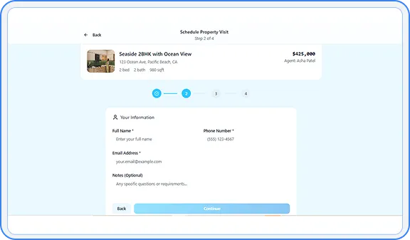 Booking visitor detail inputs step