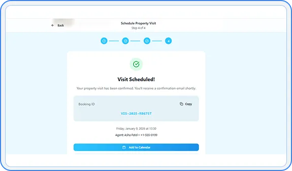 Booking submission confirmation step
