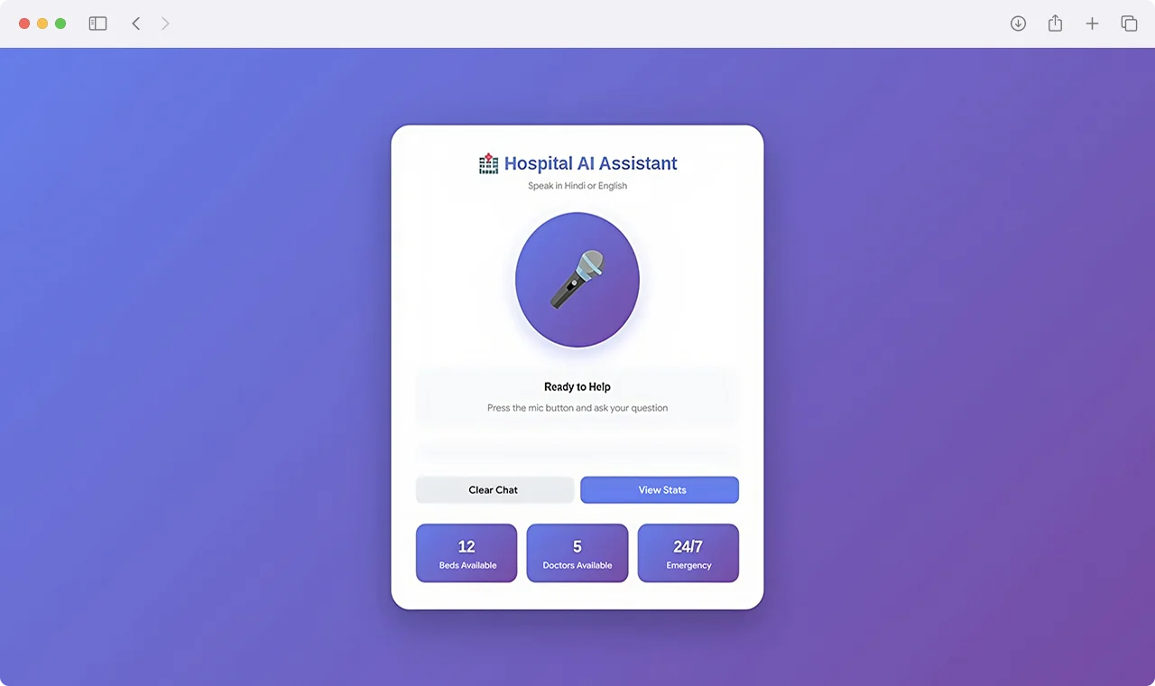Hospital AI assistant real-time resource availability indicators for beds and doctors