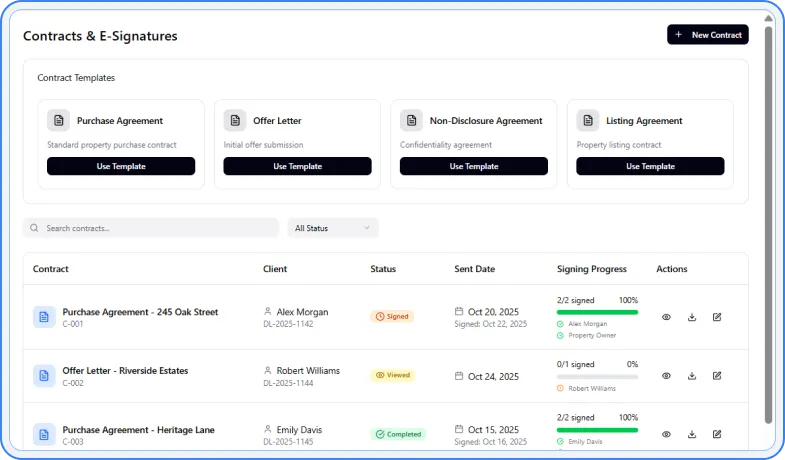 Contracts module with templates
