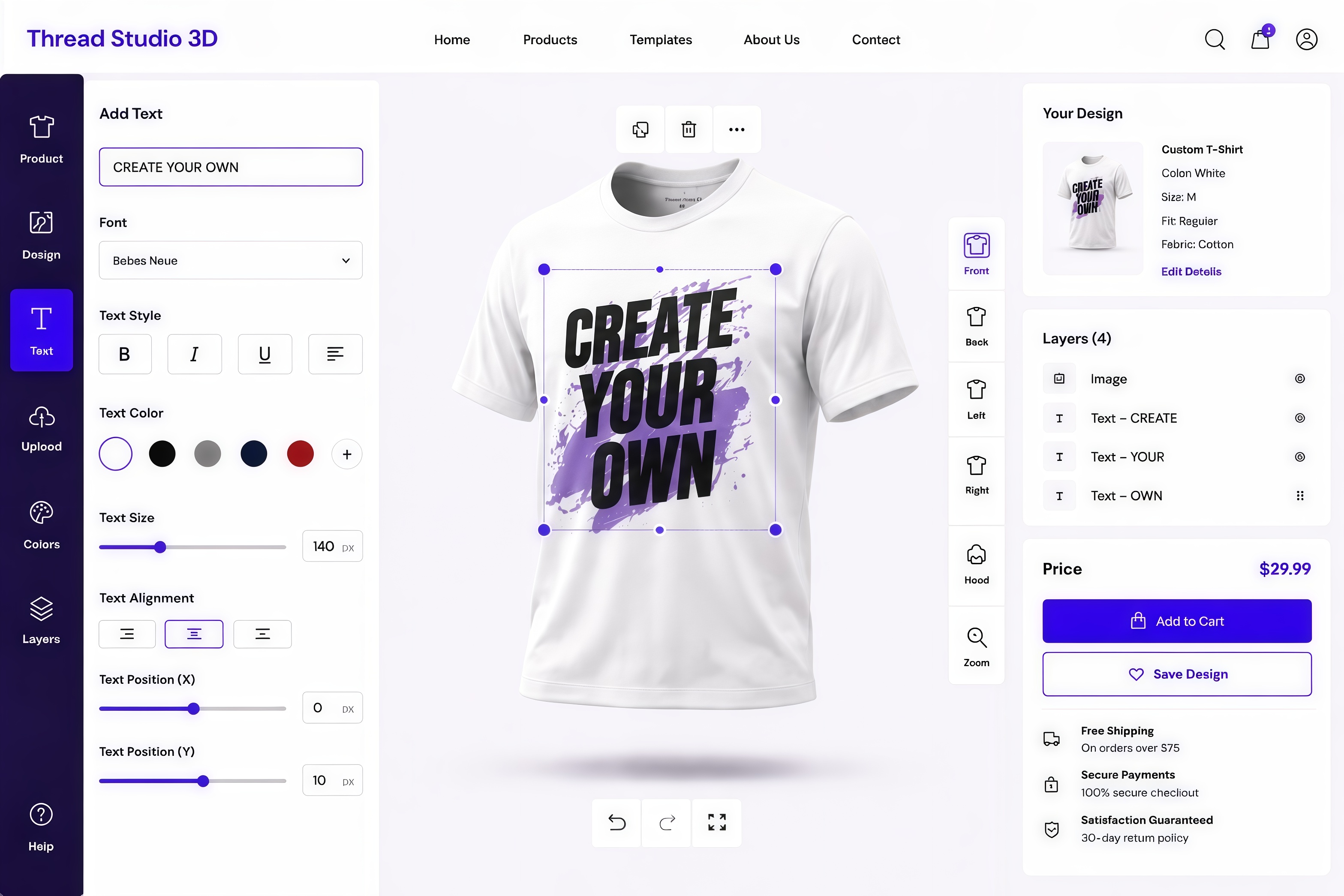 Fabric texture and material library select panel
