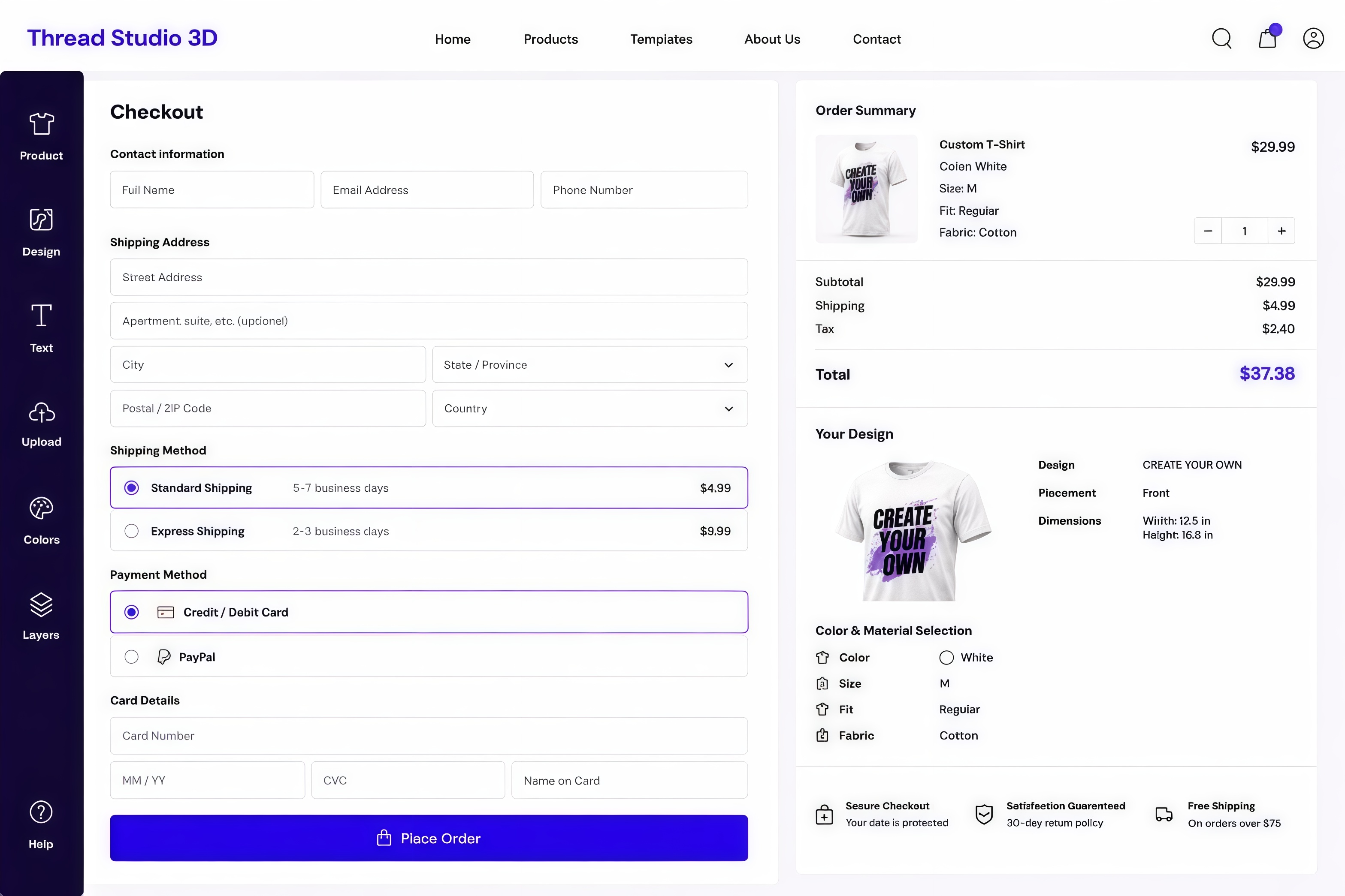 Interactive apparel configurator details