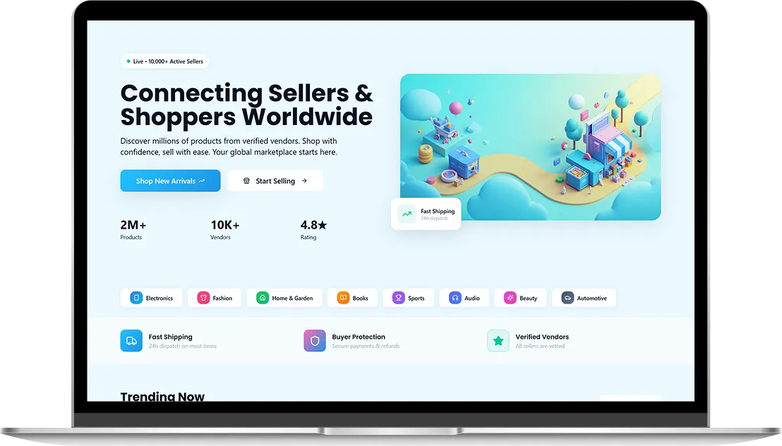 Marketplace Home Dashboard panel