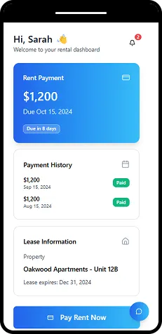 Tenant mobile app dashboard